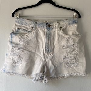 White high waist denim shorts